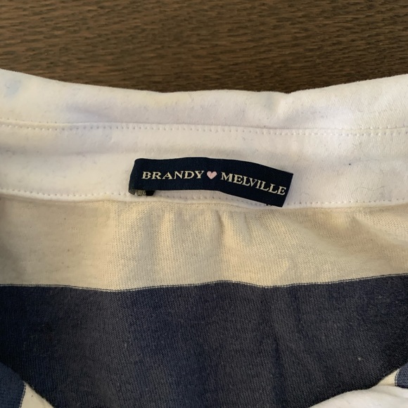 Brandy Melville wide stripe cropped polo blue & white - Picture 5 of 5